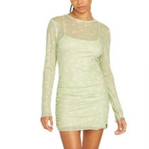 NWT Volcom Floral Green Long Sleeve Dress